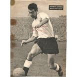 Football Legends Johnny Haynes 10x7 signed b/w newspaper photo. Good condition Est.