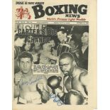 Boxing News vintage newspaper 16th Oct 1964 signed on the front by Joey Giardiello and Rubin Carter.