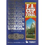 Football Liverpool v Wimbledon vintage programme F. A Cup final Wembley Stadium 14th May 1988.