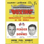 Boxing Paul Pender v Terry Downes Middleweight Championship of the World vintage fight programme