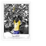 Limited Edition, 16" X 12", Only 75 Issued, Depicting Brazil Captain Carlos Alberto Holding Aloft