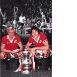 Colorized Photo 12 X 8, Depicting A Montage Of Images Relating To Manchester United's 1977 Fa Cup