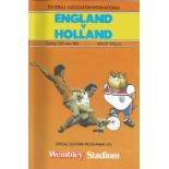 Football England v Holland vintage programme friendly international Wembley Stadium 25th May 1982.