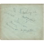 Cricket Indian 1932 Tourists signature piece signed by 9 players includes Jahangir Khan, Wazir