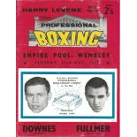 Boxing Terry Downes v Don Fullmer vintage fight programme Empire Pool Wembley 22nd May 1962. Good