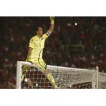 Football Claudio Bravo 8x12 signed colour photo pictured celebrating while playing for Chile. Good