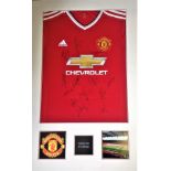 Football Manchester United replica home shirt signed by 13 members of the squad from 2015-16