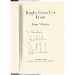 Rugby Union Hardback book titled Rugby from the Front Peter Wheeler an autobiography signed inside