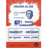 Boxing Dave Charnley v Gene Gresham vintage fight programme Streatham Ice Rink 17th January 1961.