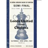 Football Leeds United V Chelsea vintage programme F. A Cup semi-final Villa Park Birmingham 29th
