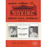 Boxing Billy Walker v Jack Bodell vintage fight programme Heavyweight contest Empire Pool Wembley