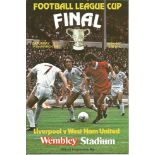 Football Liverpool v West Ham United vintage programme League Cup Final Wembley Stadium 14th March