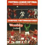 Football Liverpool v Nottingham Forest vintage programme League Cup Final Wembley Stadium 18th March
