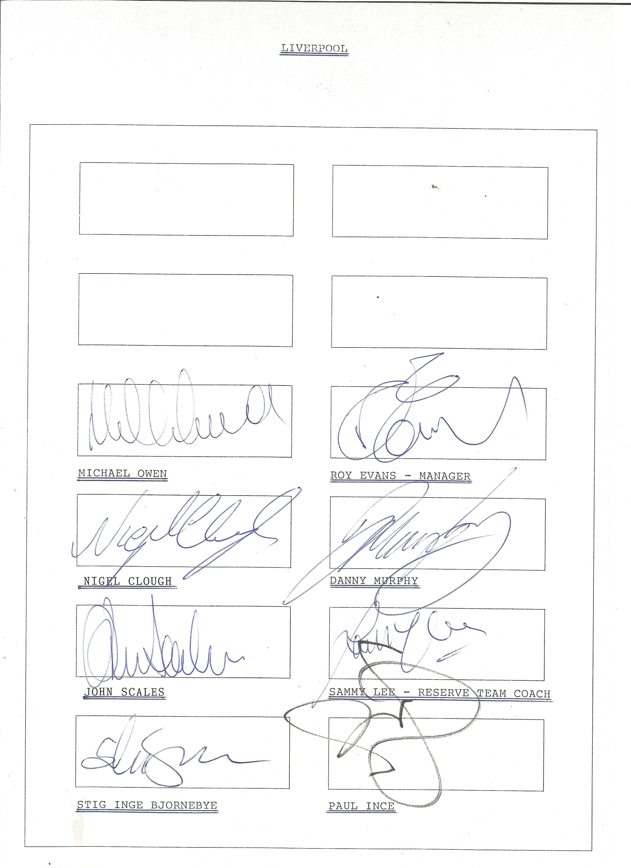 Football Liverpool collection includes 20 signatures on two A4 team sheets 1994/95 season signatures - Image 2 of 2