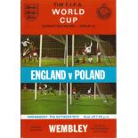 Football England v Poland vintage programme World Cup Qualifier Wembley Stadium 17th Oct 1973.