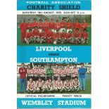 Football Liverpool v Southampton vintage programme Charity Shield Wembley Stadium 14th August