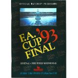 Football Arsenal v Sheffield Wednesday vintage programme F. A Cup final Wembley Stadium 15th May