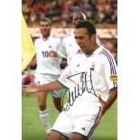 Football Youri Djorkaeff 12x8 signed colour photo pictured celebrating while playing for France.