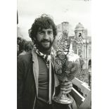 Football Dennis Mortimer 12x8 signed b/w photo pictured with the Division One championship trophy