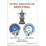 Football Brighton Hove Albion v Sheffield Wednesday vintage programme F. A Cup semi-final Arsenal