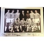 Football Celtic Lisbon Lions 12x16 b/w photo signed by Jim Greig, Billy McNeil, Stevie Chalmers