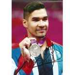 Olympics Louis Smith 12x8 signed colour photo pictured hold Olympic silver medal at the 2012