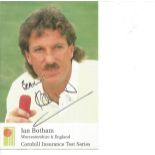 Cricket Ian Botham 6x4 signed Cornhill promo card. Sir Ian Terence Botham, OBE (born 24 November