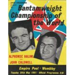 Boxing Alphonse Halimi v John Caldwell vintage fight programme Bantamweight Championship of the