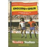 Football England v Spain vintage programme friendly international Wembley Stadium 25th March 1981.