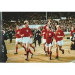 Football Ray Wilson 8x12 signed colour photo pictured celebrating after the 1966 world cup final.