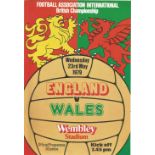 Football England v Wales vintage programme British Championship Wembley Stadium 23rd May 1979.