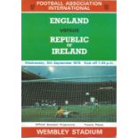 Football England v Republic of Ireland vintage programme friendly international Wembley Stadium