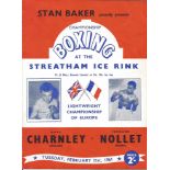 Boxing Dave Charnley v Fernand Nollet vintage fight programme Streatham Ice Rink 21st February 1961.