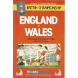 Football England v Wales vintage programme British Championship Wembley Stadium 23rf Feb 1983.