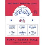 Boxing Rubin Carter v Harry Scott vintage fight programme Royal Albert Hall 9th March 1965. Good