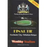 Football Manchester City v Tottenham Hotspur vintage programme 100th FA Cup Final Replay 14th May