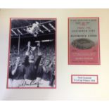 Football Noel Cantwell signed 16x19 mounted signature piece includes signed b/w photo celebrating