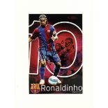 Football Ronaldinho signed 16x12 colour Barcelona montage photo. Good condition Est.