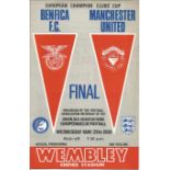 Football Manchester United v Benfica vintage programme European Cup Final 29th May 1968. Good