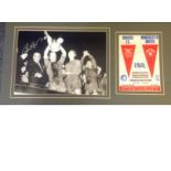 Football Bobby Charlton signed 10x20 mounted signature piece includes signed b/w photo celebrating