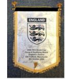 Football England v Austria 8th Oct 2005 World Cup Qualifier pennant signed by 18 England squad