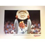 Tennis Martina Navratilova 16x22 signed Sporting Masters colour photo pictured hold the Wimbledon