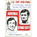 Football Arsenal v Stoke City vintage programme F. A Cup semi-final Hillsborough Sheffield 27th