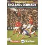 Football England v Denmark vintage programme European Championship qualifying match Wembley