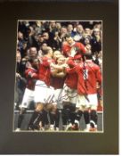 Football Rio Ferdinand , Henrik Larsson and Wayne Rooney signed 20x16 mounted colour photo