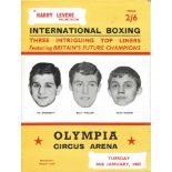 Boxing Vic Andreetti, Billy Walker and Alan Rudkin vintage fight programme Olympia Circus Arena 26th