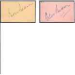 Cricket Alec and Eric Bedser signature piece 2, 5x2 signed album pages. Sir Alec Victor Bedser