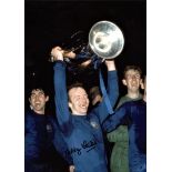 Nobby Stiles WC 1966 Man United football genuine authentic signed 16x12 colour photo. Good condition