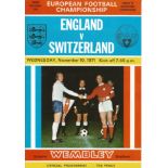 Football England v Switzerland vintage programme European Championship Qualifier Empire Wembley