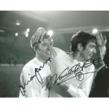 Football Mick Jones and Norman Hunter 8x10 signed b/w photo pictured while playing for Leeds Uniteds